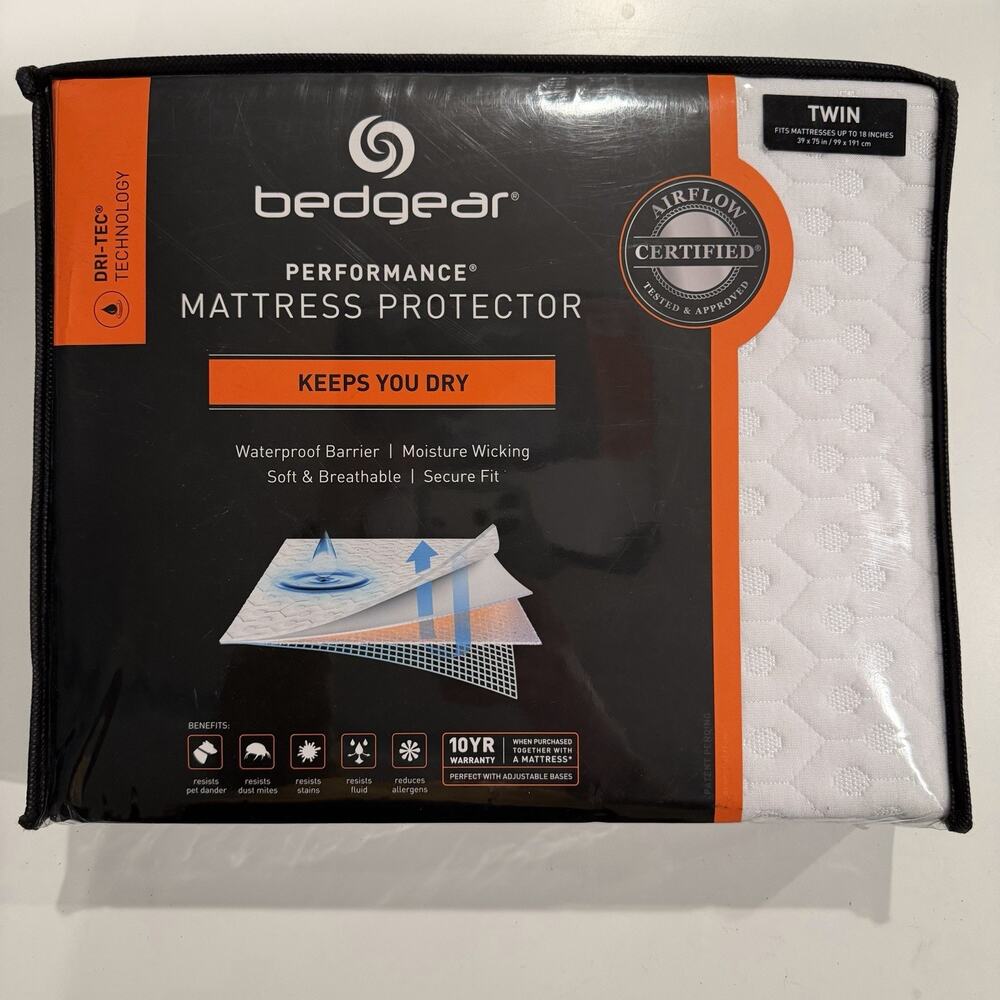 NWT Bedgear Twin Performance Waterproof Mattress Protector